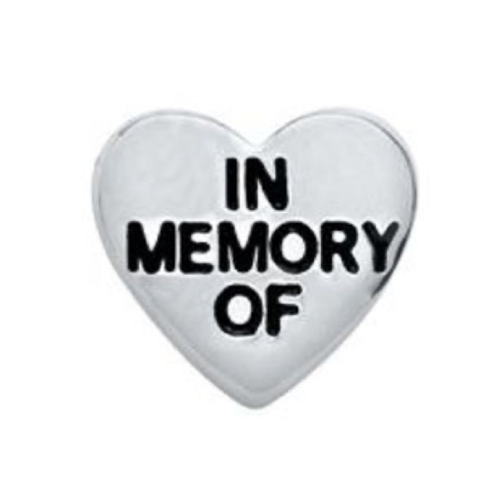 Origami Owl “in memory of” silver heart charm
